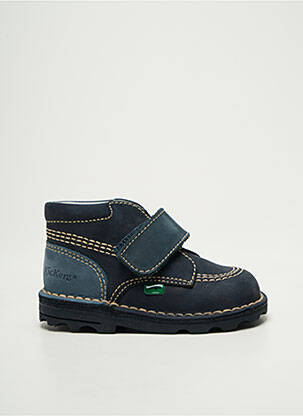 Bottines/boots fermeture scratch bout rond bleu KICKERS garcon
