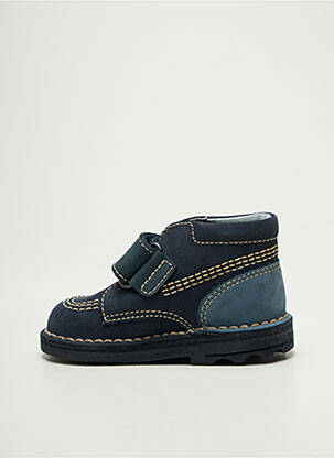 Bottines/boots fermeture scratch bout rond bleu KICKERS garçon