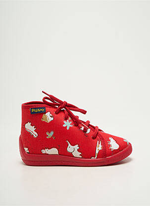 Chaussons/pantoufles fermeture lacets bout rond rouge BELLAMY garçon