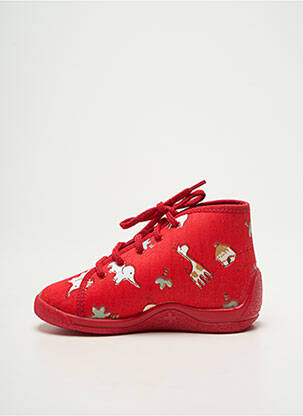 Chaussons/pantoufles fermeture lacets bout rond rouge BELLAMY garçon