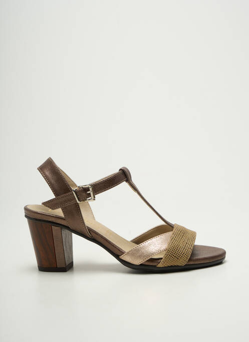 Sandales/nu pieds matière lisse talon de 7 à 9cm marron DORKING femme