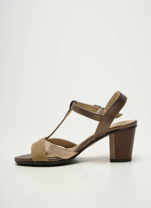 Sandales/nu pieds matière lisse talon de 7 à 9cm marron DORKING femme