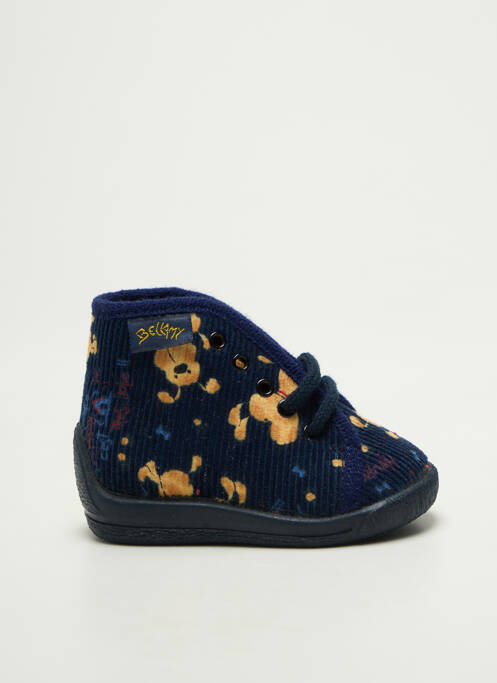 Chaussons/pantoufles fermeture lacets bout rond bleu BELLAMY garcon