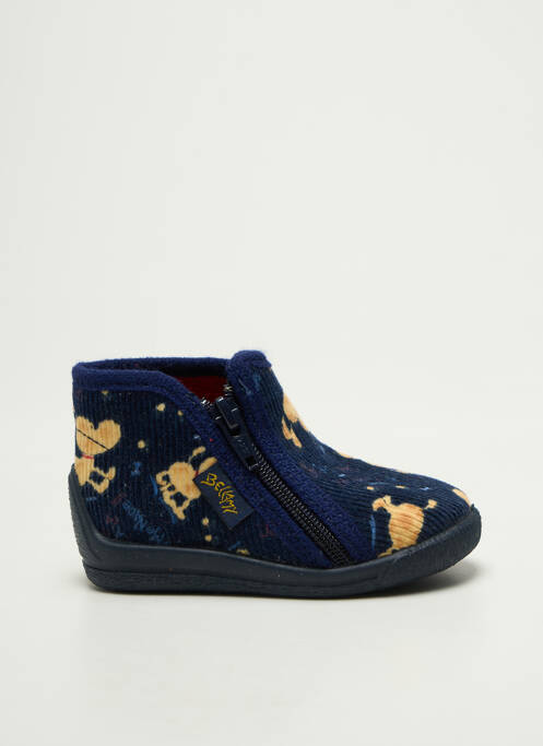 Chaussons/pantoufles fermeture zippée bout rond bleu BELLAMY garcon
