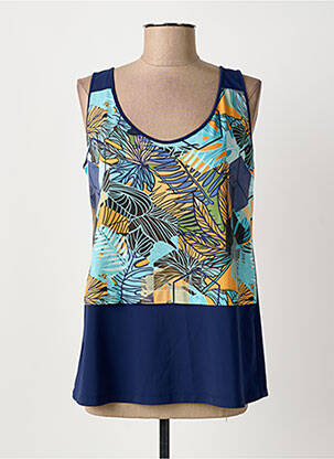Top imprimé fantaisie sans manche bleu CHRISMAS'S femme