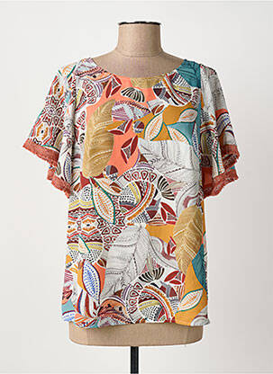 Blouse imprimé fantaisie manches courtes orange ARONA femme