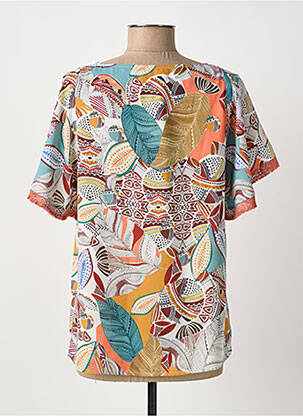 Blouse imprimé fantaisie manches courtes orange ARONA femme