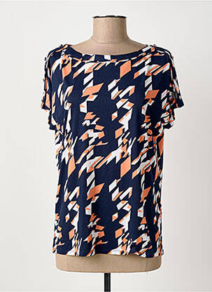 T-shirt imprimé fantaisie manches courtes bleu MARBLE femme