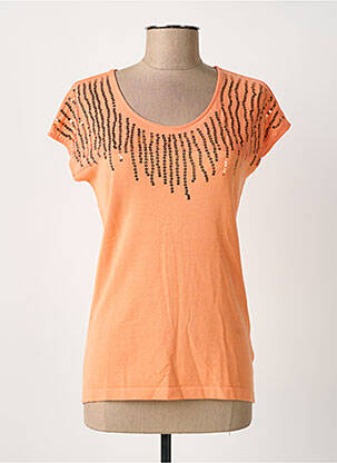 T-shirt coupe cintrée manches courtes orange MARBLE femme