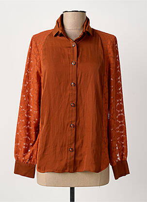 Chemisier coupe droite manches longues marron MERI & ESCA femme