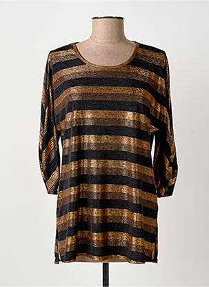 T-shirt manches 3/4 manches 3/4 noir HALOGENE femme