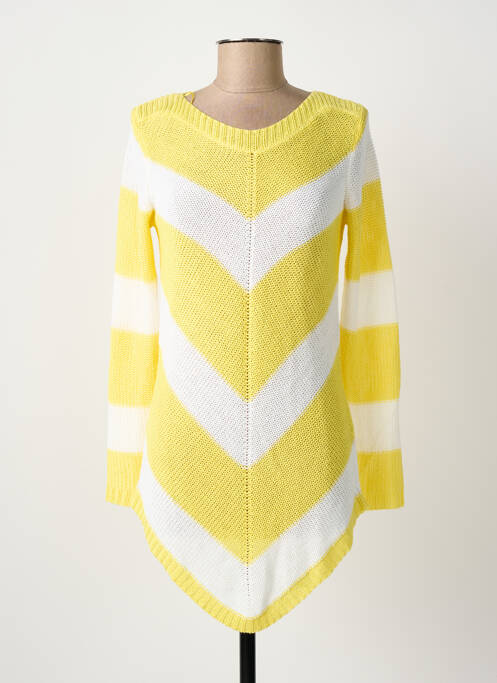 Pull coupe cintrée manches longues jaune MARBLE femme