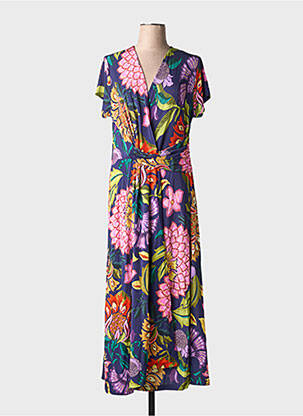 Robe longue imprimé fantaisie manches courtes bleu ALDO MARTIN'S femme