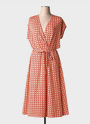 Robe longue imprimé fantaisie manches courtes rouge KING LOUIE femme