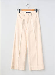 Pantalon large fermeture zippée sous rabat boutonné taille normale beige RAFFAELLO ROSSI femme