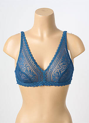 Soutien-gorge fermeture agrafe haut triangles bleu H.NATHALIE femme