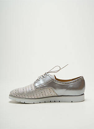 Derbies tissage satiné talon plat jusqu'à 3cm argent GEOX femme