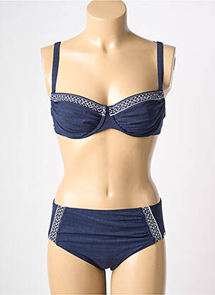 Maillot de bain 2 pièces stretch haut soutien-gorge balconnet bleu SUNFLAIR femme