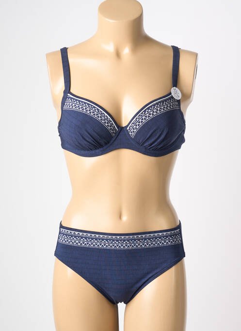 Maillot de bain 2 pièces stretch haut soutien-gorge moulé bleu SUNFLAIR femme