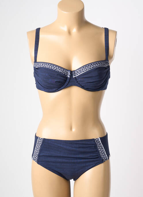 Maillot de bain 2 pièces stretch haut soutien-gorge balconnet bleu SUNFLAIR femme