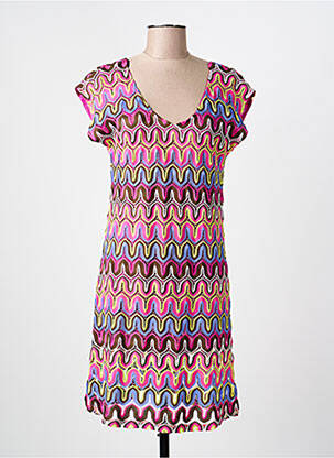 Robe mi-longue manches courtes manches courtes violet SENORETTA femme