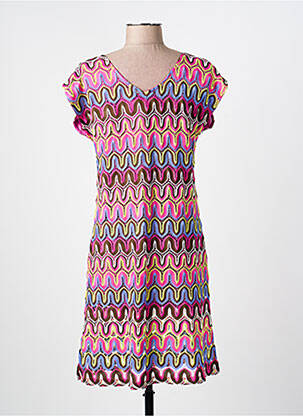 Robe mi-longue manches courtes manches courtes violet SENORETTA femme
