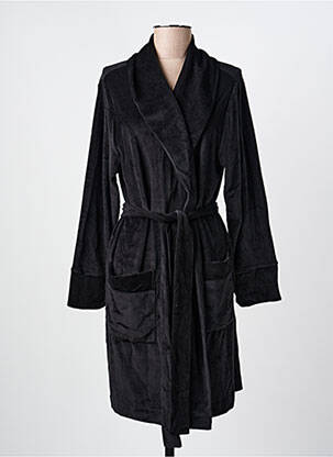 Robe de chambre tissage côtelé noir IMPETUS femme