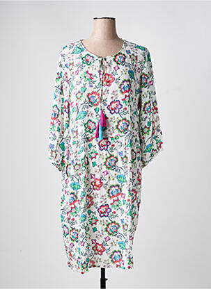 Robe mi-longue coupe fluide manches 3/4 blanc SENORETTA femme