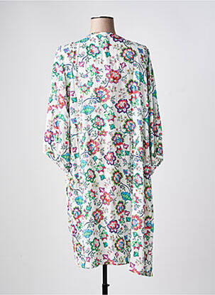 Robe mi-longue imprimé fleurs manches 3/4 blanc SENORETTA femme