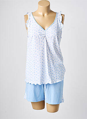 Pyjama col v bleu BARANDI femme