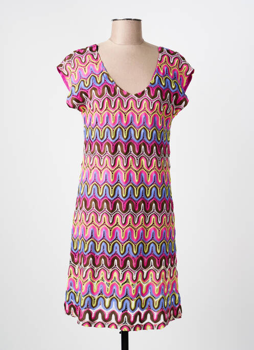 Robe mi-longue manches courtes manches courtes violet SENORETTA femme
