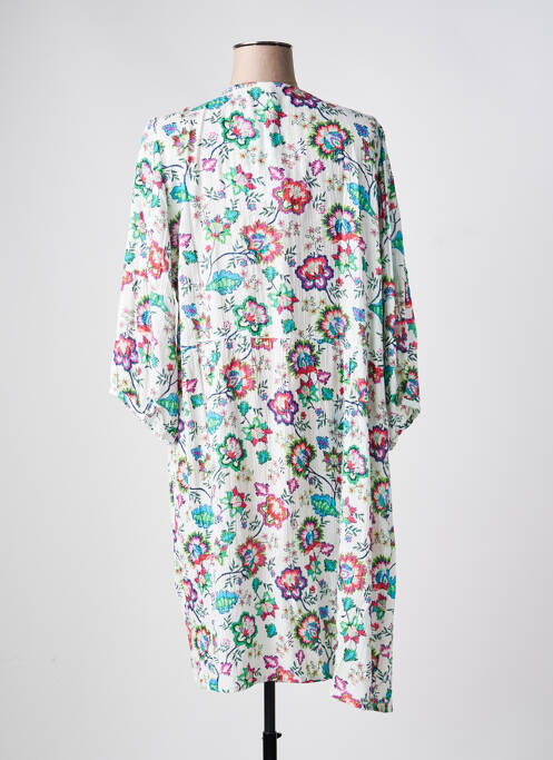 Robe mi-longue imprimé fleurs manches 3/4 blanc SENORETTA femme
