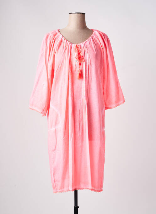 Robe mi-longue manches 3/4 manches 3/4 rose SENORETTA femme