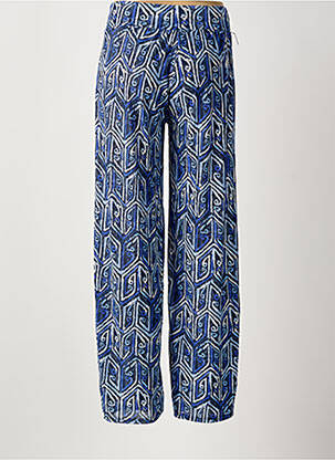 Pantalon large tissage popeline taille normale bleu AMPARO femme