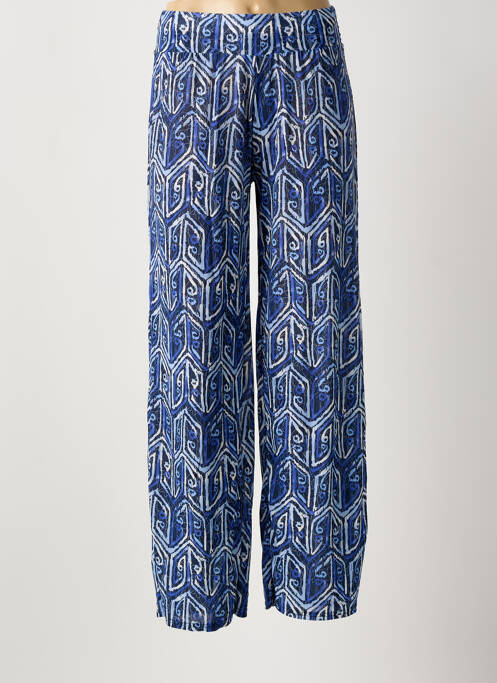 Pantalon large tissage popeline taille normale bleu AMPARO femme
