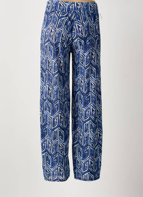 Pantalon large tissage popeline taille normale bleu AMPARO femme