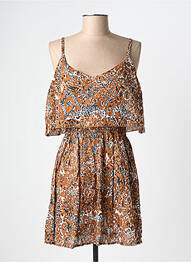 Robe courte coupe cintrée fines bretelles marron KBAS femme