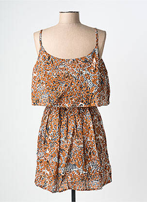 Robe courte coupe cintrée fines bretelles marron KBAS femme