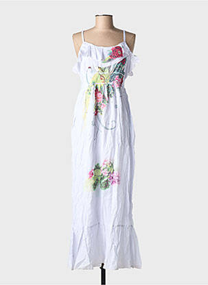 Robe longue imprimé fleurs fines bretelles blanc DY DESIGN femme