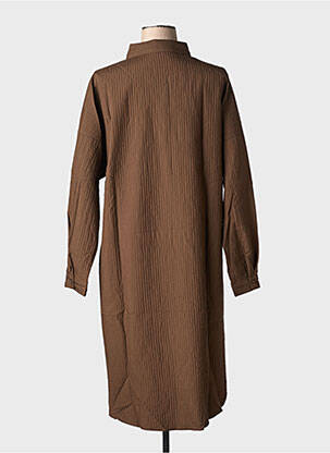Robe mi-longue manches longues manches longues marron BUBBLEE femme