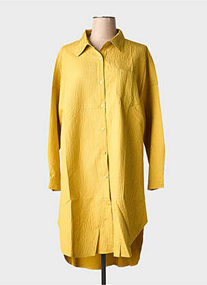 Robe mi-longue manches longues manches longues jaune BUBBLEE femme