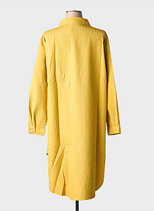 Robe mi-longue manches longues manches longues jaune BUBBLEE femme