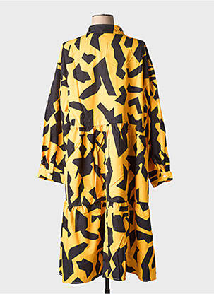 Robe mi-longue imprimé fantaisie manches longues jaune BUBBLEE femme