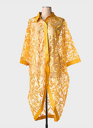 Veste chic manches 3/4 jaune BUBBLEE femme