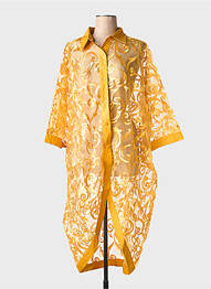 Veste chic manches 3/4 jaune BUBBLEE femme