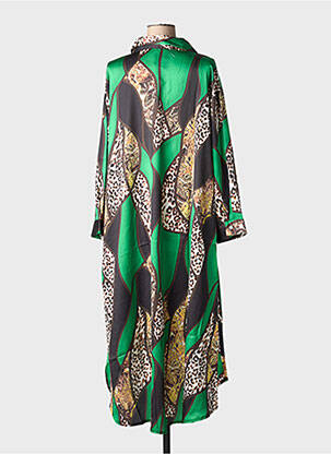 Robe mi-longue coupe fluide manches longues vert BUBBLEE femme