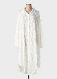 Robe mi-longue coupe fluide manches longues blanc BUBBLEE femme