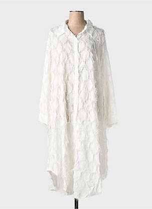 Robe mi-longue coupe fluide manches longues blanc BUBBLEE femme