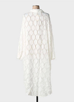 Robe mi-longue coupe fluide manches longues blanc BUBBLEE femme