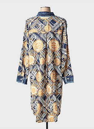 Robe mi-longue manches longues manches longues bleu BUBBLEE femme